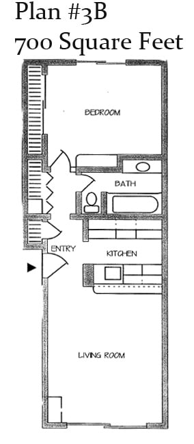 1_Bedroom_1_Bath Floor Plan at Charter Oaks Apartments, Thousand Oaks, CA, 91360