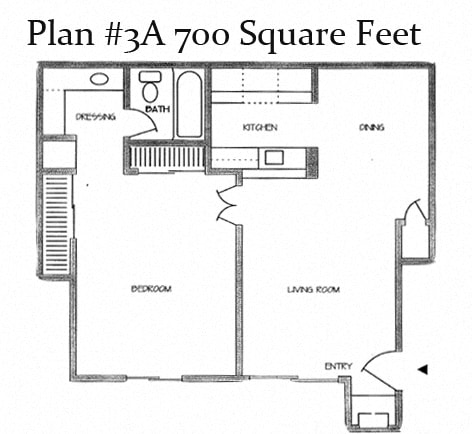 1 bedroom 1 bathroom 700 Sq.Feet Floor Plan3 at Charter Oaks Apartments, Thousand Oaks, California