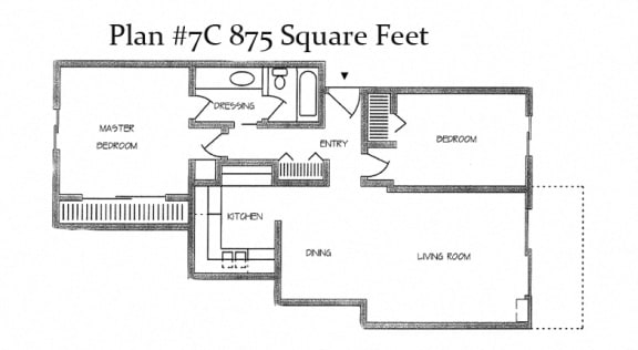 2 bedroom 1 bathroom  875 Square Feet Floor Plan at Charter Oaks Apartments, California, 91360
