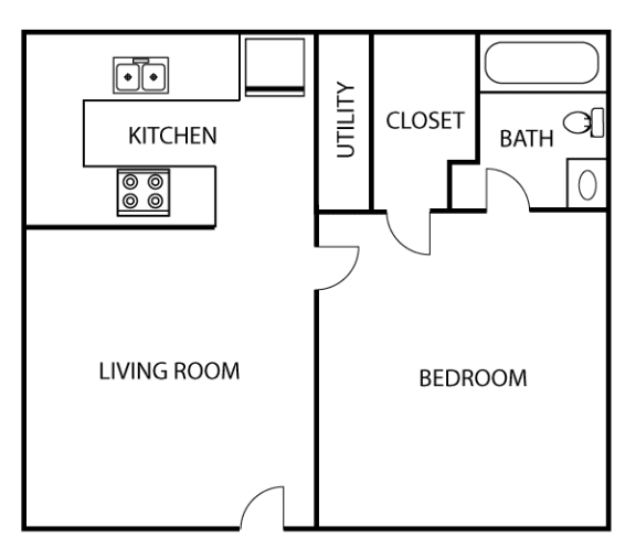 Floor Plan A1 at Garden Place Apartments in Waco, Texas, TX