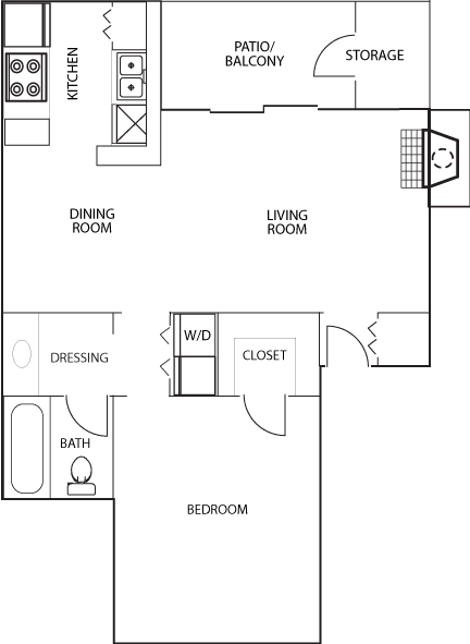 Floor Plan B at Heritage Square Apartment Homes, Waco, Texas, TX