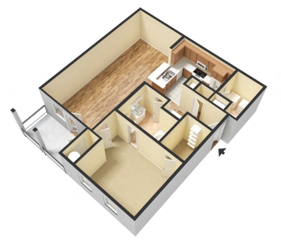 A1 (Traditional) Floor Plan at Island Park Apartments in Shreveport, Louisiana, LA