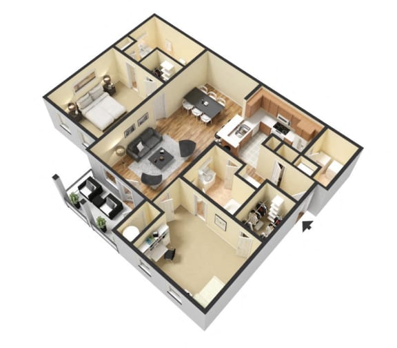 B1 (Corporate/Furnished) Floor Plan at Island Park Apartments in Shreveport, Louisiana, LA