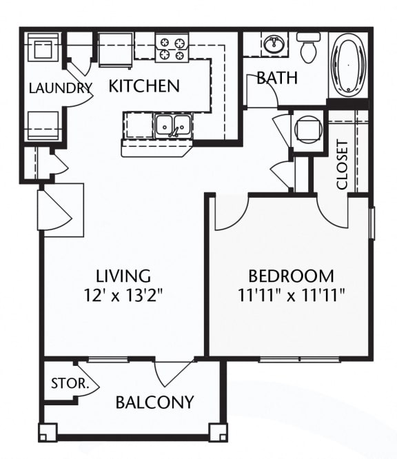 The Cumberland (corporate/furnished) Floorplan at Patriot Park Apartment Homes in Fayetteville, NC,28311