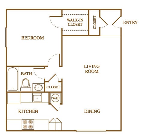 A1 Floor Plan at Orleans Square Apartments in Shreveport, Louisiana, LA