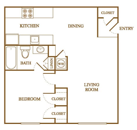 A2 Floor Plan at Orleans Square Apartments in Shreveport, Louisiana, LA
