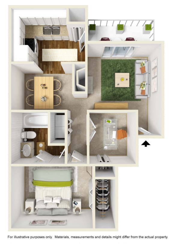 A2 Floor Plan at Preston Villas Apartment Homes, Dallas, Texas, TX