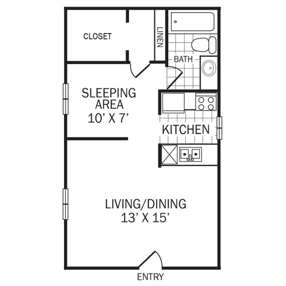 Floor Plan A1 at Rock Creek Apartments in Dallas, TX