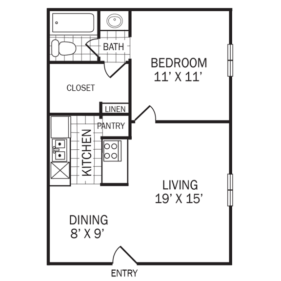 Floor Plan A2 at Rock Creek Apartments in Dallas, TX