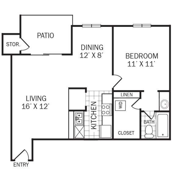 Floor Plan A3 at Rock Creek Apartments in Dallas, TX