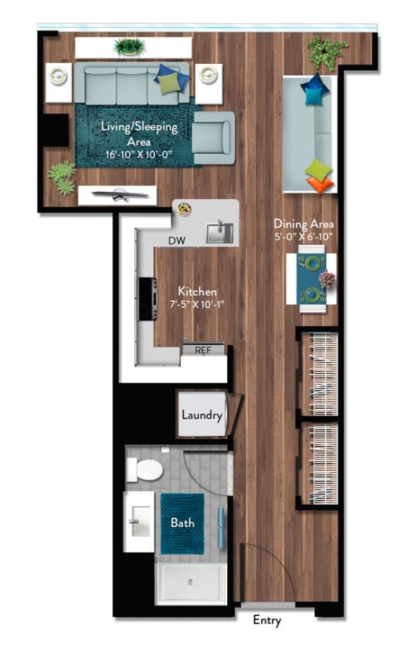 Studio 1 bath Floor Plan P Studio 1 bath Floor Plan P at 1919 Market St., Pennsylvania, 19103