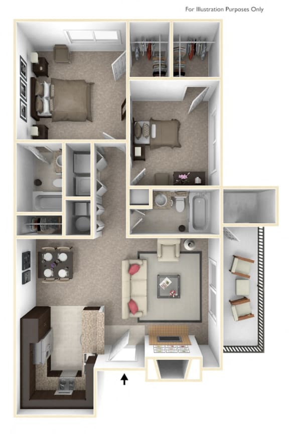 2 Bedroom Floor Plan Hidden Creek Apartments for rent in Vacaville Ca