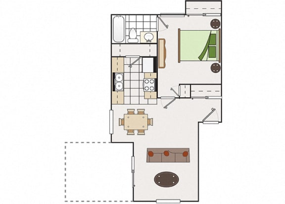 Floor Plan  One bedroom floor plan l Park Brentwood CA Apartments for rent