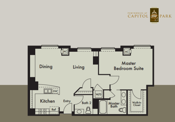 One bedroom floor plan  l Penthouse at Capitol Park