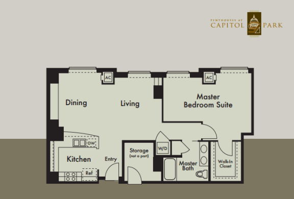 One bedroom floor plan l Penthouse at Capitol Park