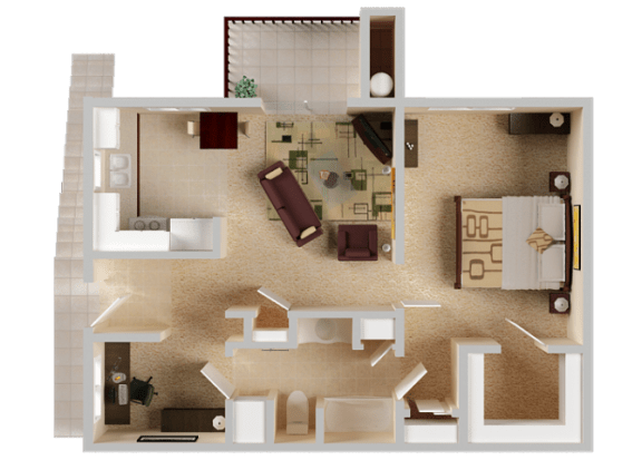 One Bedroom Floor Plan l Sterling Ranch Apartments El Dorado Hills CA