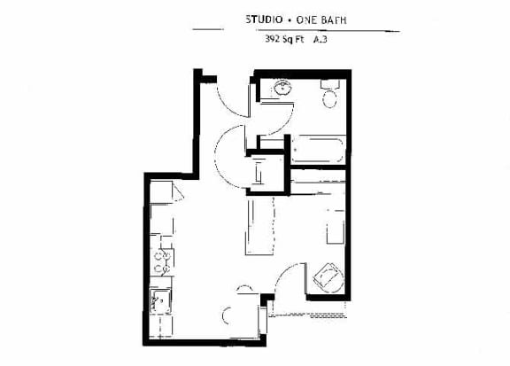 Floor Plan  studio bedroom floor plan l Tressa Apartments in Seattle WA