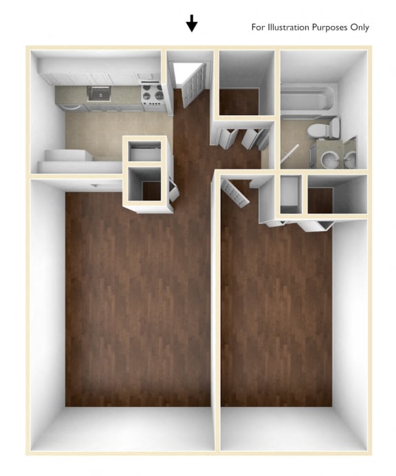 One Bedroom Floor Plan Blake Estates Apartments.