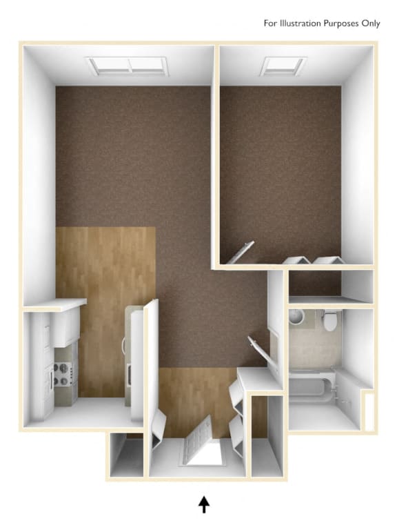 One Bedroom Apartment Floor Plan  Walkover Commons Apartments
