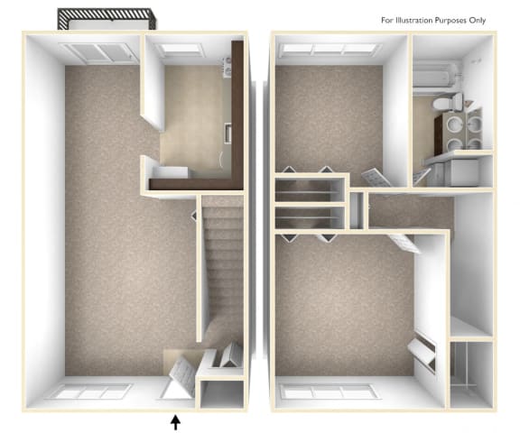 Two Bedroom Townhouse Floor Plan Williamsburg Estates Apartments