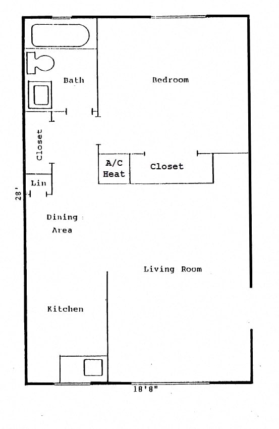 Lakewood Terrace Floor Plan 1 bed 1 bath