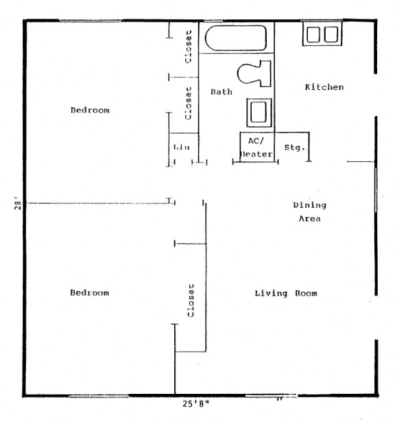 Lakewood Terrace Floor Plan 2 bed 1 bath