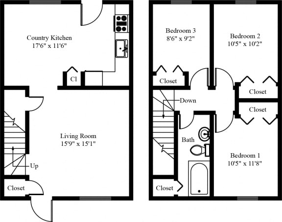 3 Bedroom 1 Bathroom Apartment