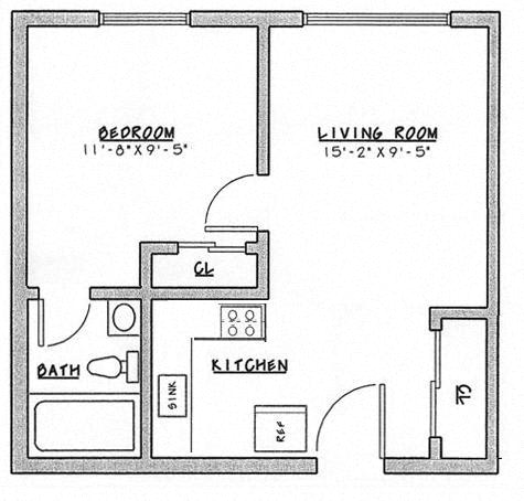 Floor Plan  1 Bedroom (Conodoguinet)