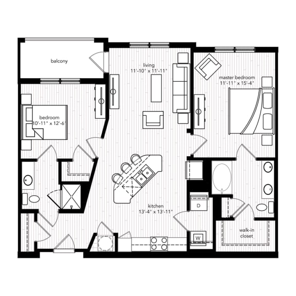 The Saint Tropez floor plan at Crystal Riviyera Apartments