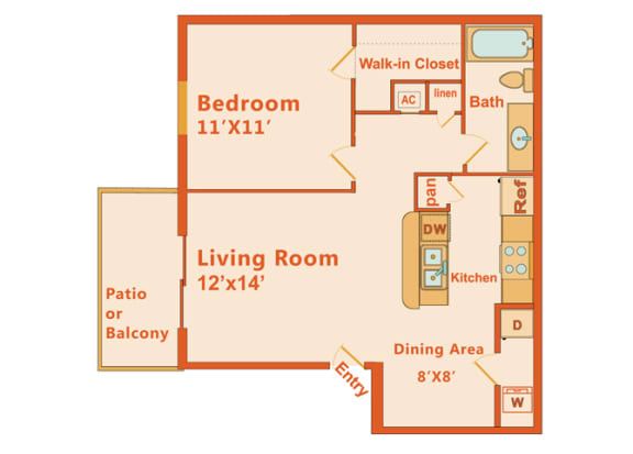 Floor Plan Grove - 1 Bedroom