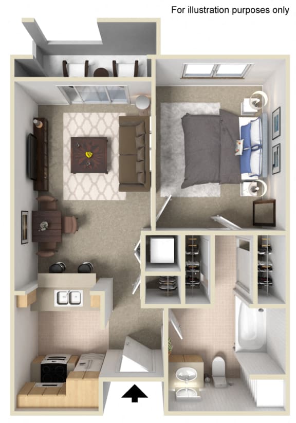 Floor Plan  One Bedroom  Floor Plan Arpeggio Pasadena Apt Rentals | Pasadena CA