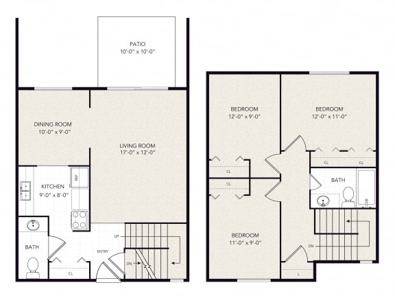3 bedroom 1.5 bathroom Floor plan 3 bedroom 1.5 bathroom Floor plan at Forest Glen, Midland, 48642