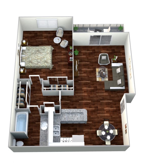SpringTree Apartments 1 Bedroom Apartment Floor Plan