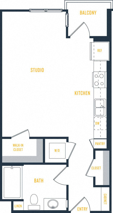 Plan 1 - 0 Bedroom 1 Bath Floor Plan Layout - 519 Square Feet