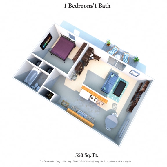 Floor Plan  1 Bedroom 1 Bath