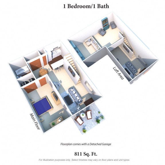 Floor Plan  1 Bedroom 1 Bath Loft