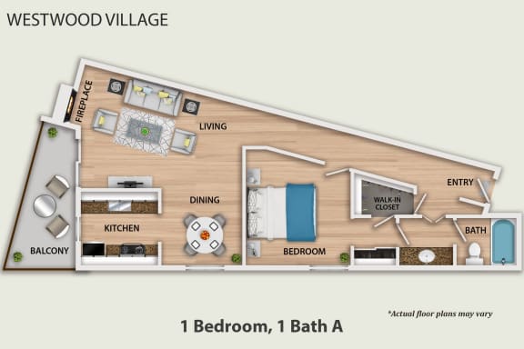 1033 Hilgard 1 Bedroom Floor Plan