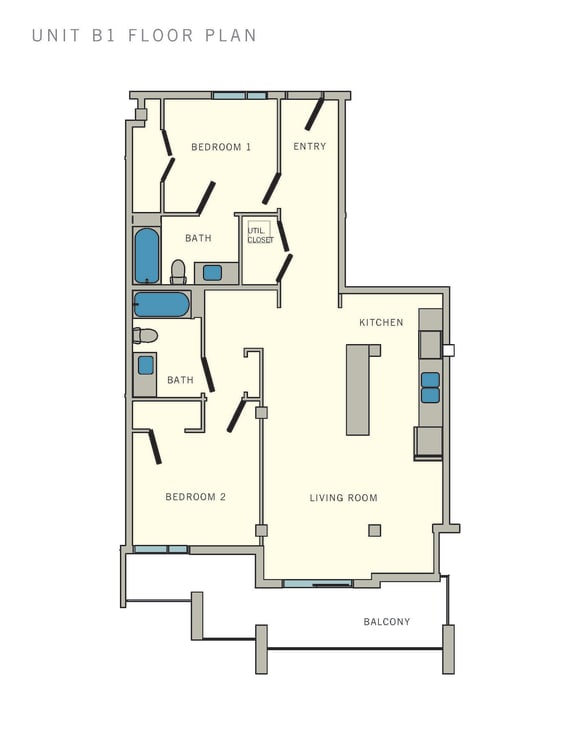 Floor Plan  B1 Floor Plan at Aviator at Brooks Apartments, Clear Property Management, San Antonio, 78235