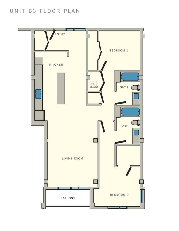 B3 Floor Plan at Aviator at Brooks Apartments, Clear Property Management, San Antonio
