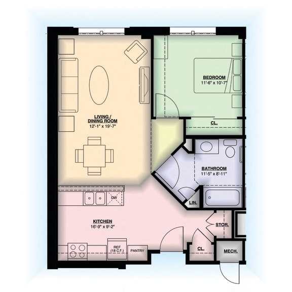  Floor Plan Garman House 1 Bedroom - Unit Type 1