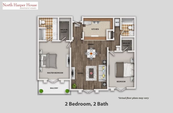 Floor Plan  Two Bedroom, Two Bath