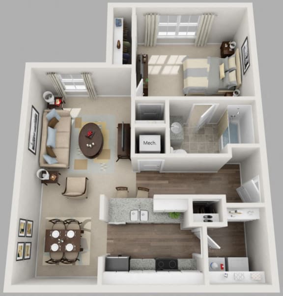Floor Plan  Residences at Jefferson Crossing 1 Bedroom