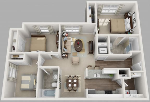 Floor Plan  Residences at Jefferson Crossing 3 Bedroom
