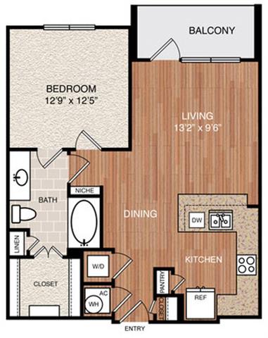 A3 Floor Plan at Berkshire Medical District, Dallas, TX, 75219