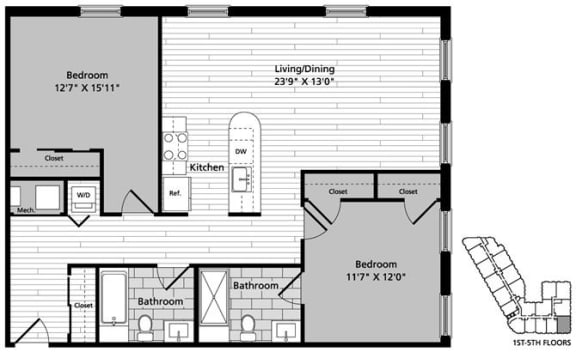 D2 Floor Plan D2 Floor Plan at Gatehouse 75, Massachusetts
