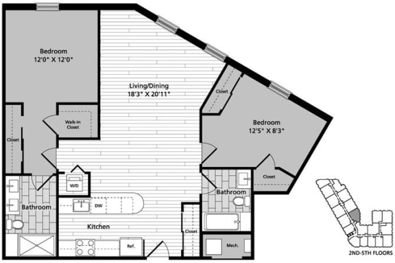 D4 Floor Plan D4 Floor Plan at Gatehouse 75, Charlestown, 02129