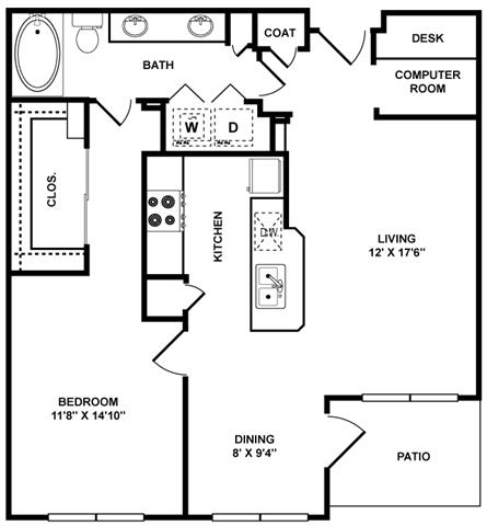 A3 Floor Plan at The Plaza Museum District, Texas