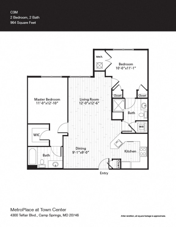 Van Ness Floor Plan at Metro Place at Town Center, Maryland, 20746