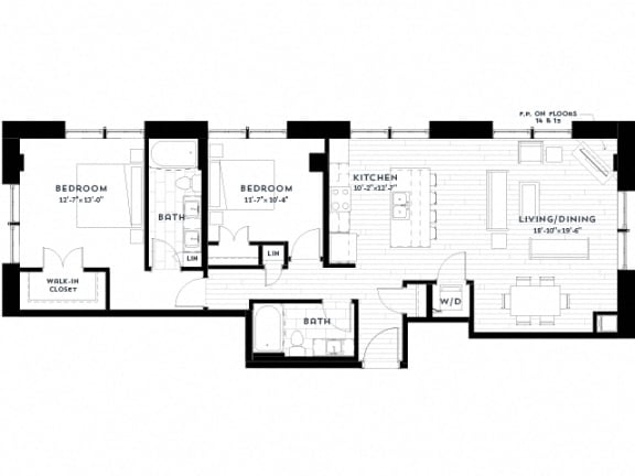 2J upgrade Floor plan at Custom House, St. Paul, MN 55101