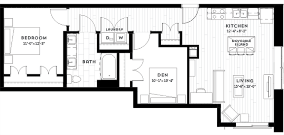 Floor Plan  1&#x2B;C Floor plan at Custom House, St. Paul